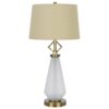 Rizo 32 Inch Table Lamp, Tapered Style Frosted Glass Base, Beige Shade