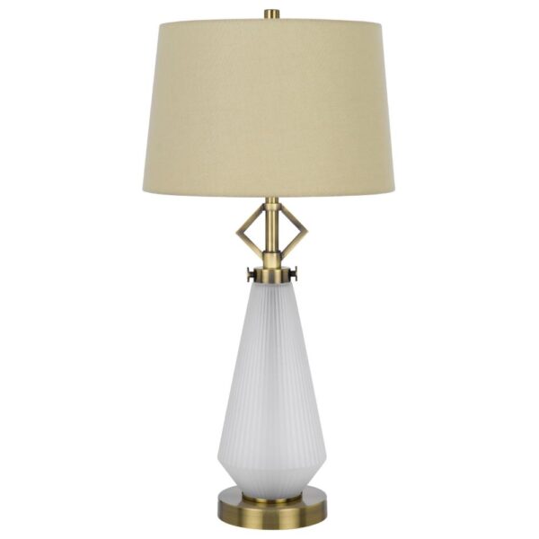 Rizo 32 Inch Table Lamp, Tapered Style Frosted Glass Base, Beige Shade