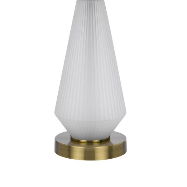 Rizo 32 Inch Table Lamp, Tapered Style Frosted Glass Base, Beige Shade