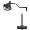 Loga 27 Inch Desk Lamp w Adjustable Cage Style Shade, Black Iron