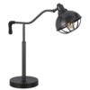 Loga 27 Inch Desk Lamp w Adjustable Cage Style Shade, Black Iron