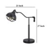 Loga 27 Inch Desk Lamp w Adjustable Cage Style Shade, Black Iron