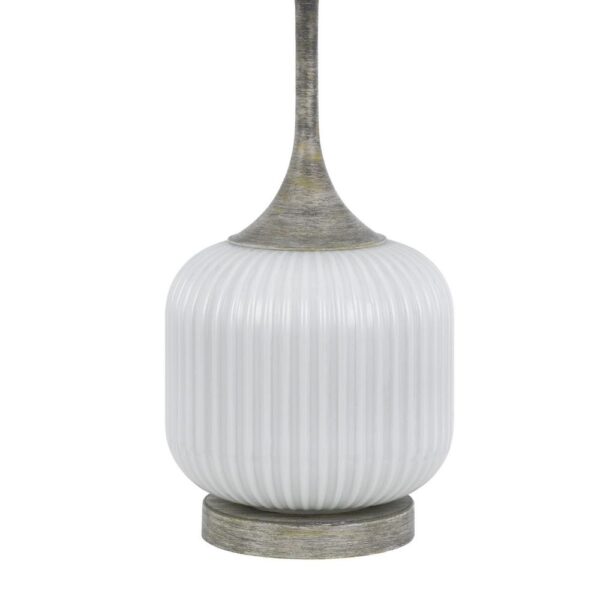 Myra Table Lamp Set of 2, Fluted Accent Glass Base, White Fabric Shade