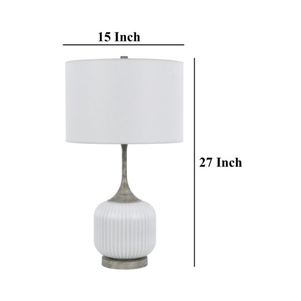 Myra Table Lamp Set of 2, Fluted Accent Glass Base, White Fabric Shade