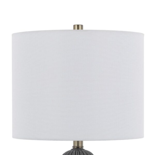 Lomy 26 Inch Table Lamp Set of 2, Stacked Ball Gray Black, White Shade