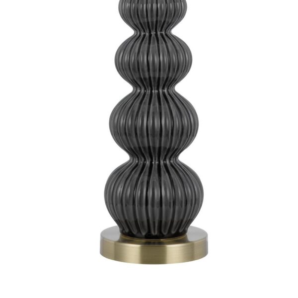 Lomy 26 Inch Table Lamp Set of 2, Stacked Ball Gray Black, White Shade