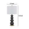 Lomy 26 Inch Table Lamp Set of 2, Stacked Ball Gray Black, White Shade