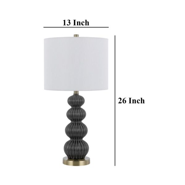 Lomy 26 Inch Table Lamp Set of 2, Stacked Ball Gray Black, White Shade
