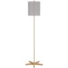 Plue 62 Inch Floor Lamp, Brown Pole w Star Wood Base, White Shade