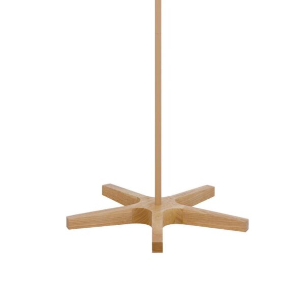 Plue 62 Inch Floor Lamp, Brown Pole w Star Wood Base, White Shade
