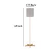Plue 62 Inch Floor Lamp, Brown Pole w Star Wood Base, White Shade