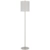 Plue 63 Inch Floor Lamp, Chrome Pole Round Base, Off White Drum Shade