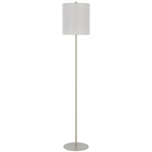 Plue 63 Inch Floor Lamp, Chrome Pole Round Base, Off White Drum Shade