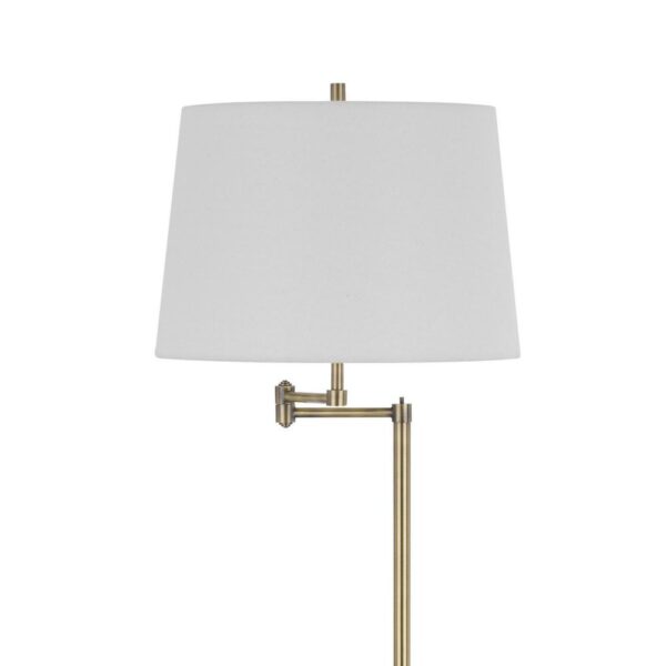 Tomi 63 Inch Floor Lamp, Double Swing Arm, Brass Metal, White Shade