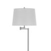 Tomi 63 Inch Floor Lamp, Double Swing Arm, Brushed Steel, White Shade