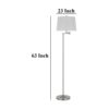 Tomi 63 Inch Floor Lamp, Double Swing Arm, Brushed Steel, White Shade