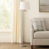 Tomi 63 Inch Floor Lamp, Double Swing Arm, Brushed Steel, White Shade