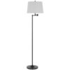 Tomi 63 Inch Floor Lamp, Double Swing Arm, Bronze Metal, White Shade