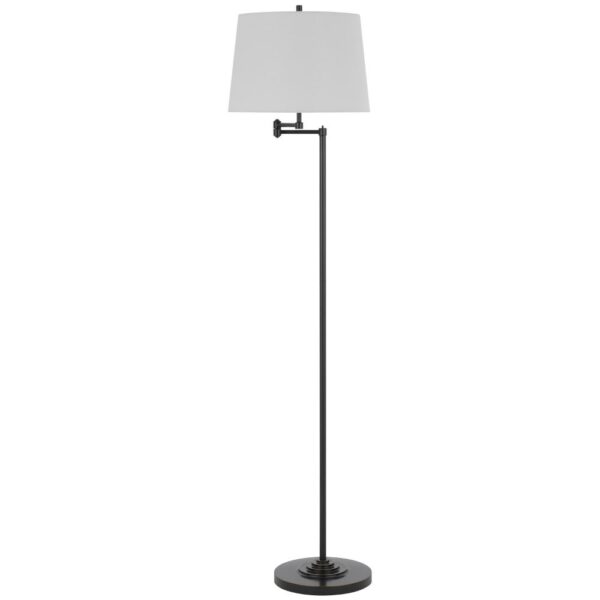 Tomi 63 Inch Floor Lamp, Double Swing Arm, Bronze Metal, White Shade