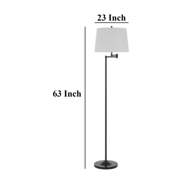 Tomi 63 Inch Floor Lamp, Double Swing Arm, Bronze Metal, White Shade
