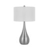 Ege Table Lamp Set of 2, Teardrop Brushed Steel Base, White Shade