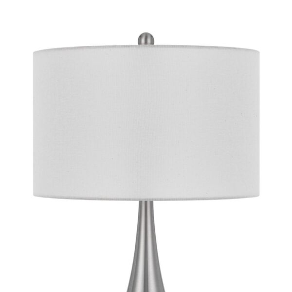 Ege Table Lamp Set of 2, Teardrop Brushed Steel Base, White Shade