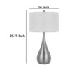 Ege Table Lamp Set of 2, Teardrop Brushed Steel Base, White Shade
