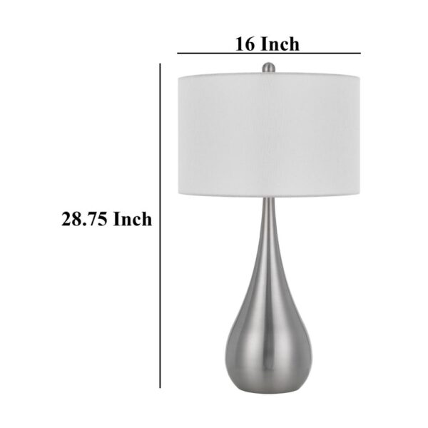 Ege Table Lamp Set of 2, Teardrop Brushed Steel Base, White Shade