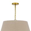 Pomy 24 Inch Chandelier, Hardback Burlap Shade, Gold Black Metal