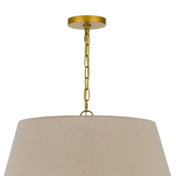 Pomy 24 Inch Chandelier, Hardback Burlap Shade, Gold Black Metal