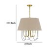 Pomy 24 Inch Chandelier, Hardback Burlap Shade, Gold Black Metal