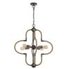 Gemo 25 Inch Chandelier, Crossed Clover Design, Brass Black Metal