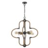 Gemo 25 Inch Chandelier, Crossed Clover Design, Brass Black Metal