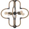 Gemo 25 Inch Chandelier, Crossed Clover Design, Brass Black Metal