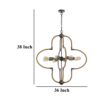 Gemo 36 Inch Chandelier, Crossed Clover Design, Brass Black Metal