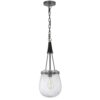 Cora 8 Inch Pendant Light w Gray Gold Chain, Fluted Raindrop Glass