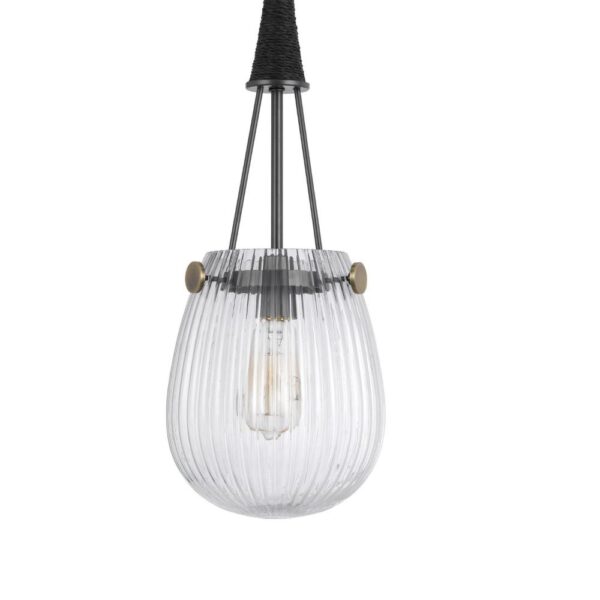 Cora 8 Inch Pendant Light w Gray Gold Chain, Fluted Raindrop Glass