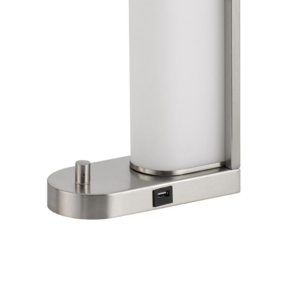 Mora Table Lamp, 2 USB Ports, Dimmer LED Light, Chrome Steel 23 Inch