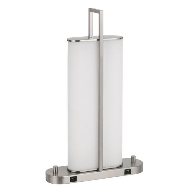 Mora Table Lamp Acrylic Shade, 2 USB, LED Lights, Chrome Steel 23 Inch