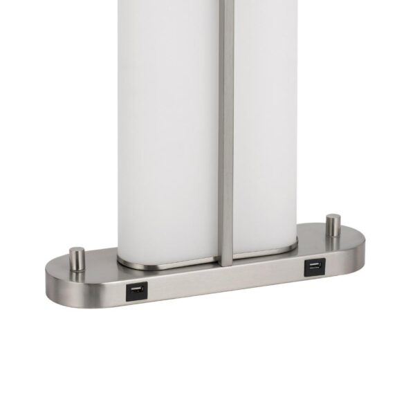 Mora Table Lamp Acrylic Shade, 2 USB, LED Lights, Chrome Steel 23 Inch