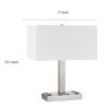 Colm Table Lamp, 2 Ports and 2 Power Outlets, Brushed Steel 21 Inch