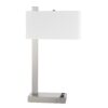 Nacy Table Lamp, 1 Power Outlet and USB Port, Chrome Steel 25 Inch