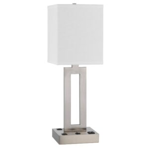 Arny Table Lamp, 1 Outlet, 2 USB, Slim Cutout Steel Base, 24 Inch