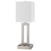 Arny Table Lamp, 1 Outlet, 2 USB, Slim Cutout Steel Base, 24 Inch