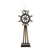 Capi 3pc Candle Holder Set w Candles, Bronze Wheel Shape, Solid Base