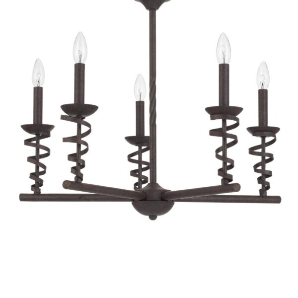 Bah 26 Inch Chandelier, Spiral Candelabra w Hanging Chain, Black