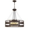 Frot 24 Inch Chandelier w Light Bulbs, Suspended Cable Design, Rust
