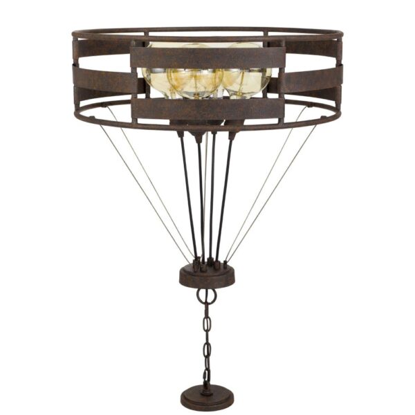 Frot 24 Inch Chandelier w Light Bulbs, Suspended Cable Design, Rust
