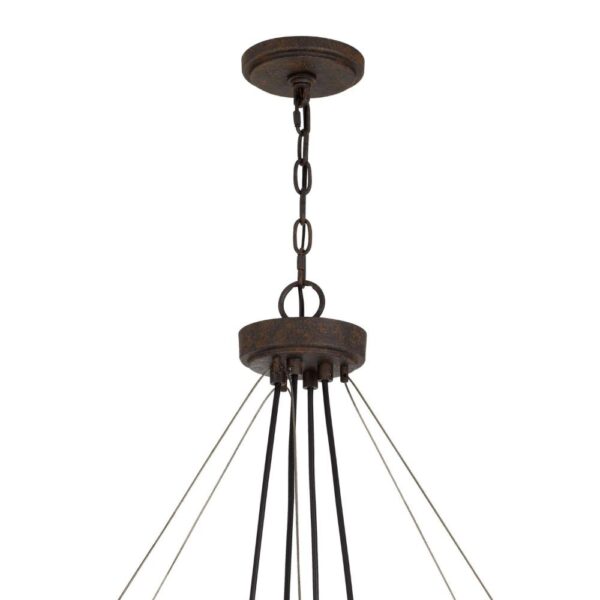 Frot 24 Inch Chandelier w Light Bulbs, Suspended Cable Design, Rust