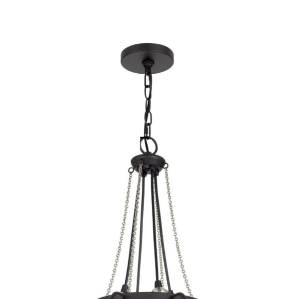 Lima 22 Inch Chandelier w 4 Light Bulbs, Black Metal Cage Design